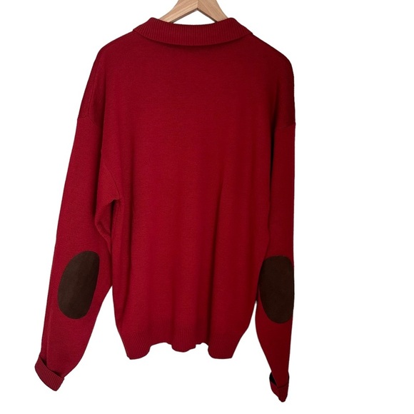 Norm Thompson Mens Vintage Red Wool Knitted Sweater with‎ Elbow Pad Size XL - Picture 4 of 11